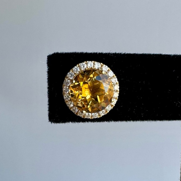 Dana Rebecca Designs Anna Beth Gemstone and Diamond Stud Earrings in Yellow Gold - Picture 6 of 11